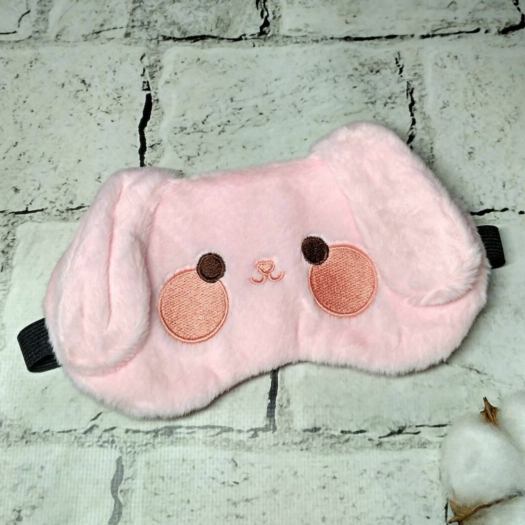 Маска для сну плюшева Зайчик 20х9 см Рожева 20242-4