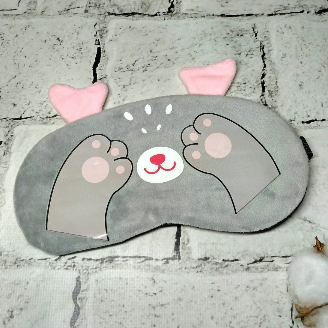 Маска для сну велюрова Олень 19х9 см Сіра 20243-2