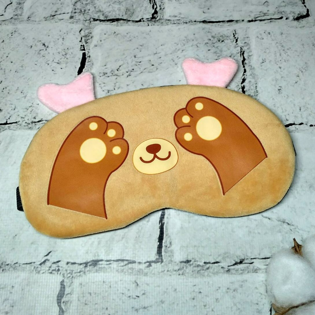 Маска для сну велюрова Олень 19х9 см Коричнева 20243-4