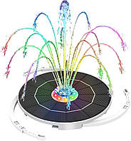 Фонтанний насос AISITIN 5,5 Вт зі світлодіодною сонячною батареєю, кольоровим підсвічуванням та акумулятором 3000 мА·год.