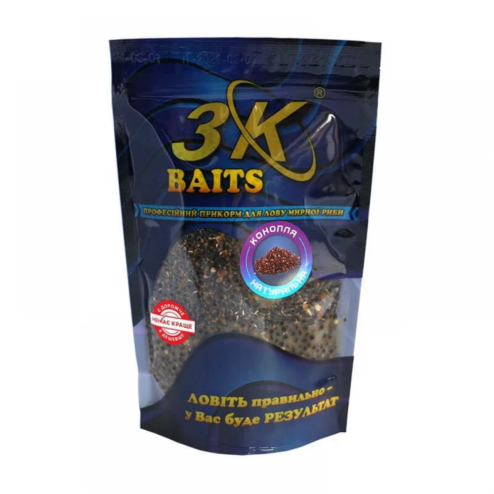 Прикормка 3KBaits Конопля (натуральна), 400г, фото 1