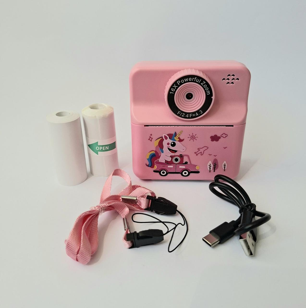 Фотоапарат дитячий миттєвого друку та запису SDV-787 рожевий, фото 1
