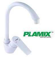 Пластиковий змішувач для кухні білий одноважільний білого кольору пластмасовий кран для мийки osca