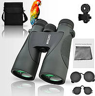 Бінокль LUXUN 12x50 HD для дорослих з чохлом для адаптера для смартфона, 20-міліметровим мисливським біноклем з покриттям FMC
