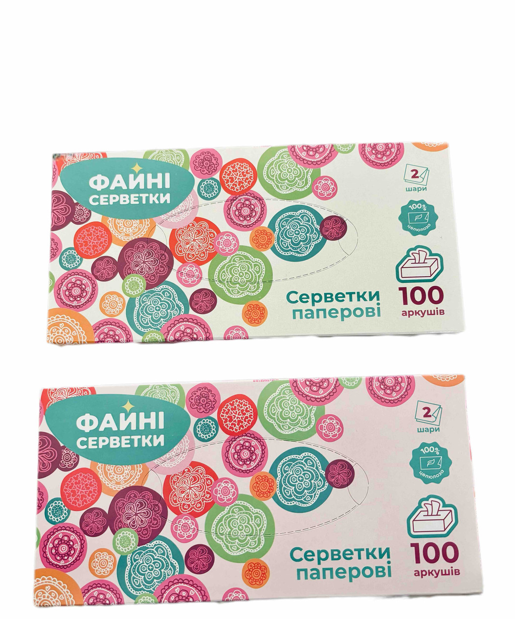 Серветки паперові Файні серветки 100 аркушів, фото 1