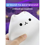 Силіконовий нічник-іграшка Little Cat 7 кольорів світіння на батарейках (3хААА) + USB лампа в дитячу, у спальню, фото 4