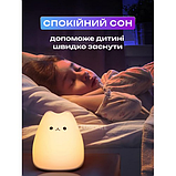 Силіконовий нічник-іграшка Little Cat 7 кольорів світіння на батарейках (3хААА) + USB лампа в дитячу, у спальню, фото 5