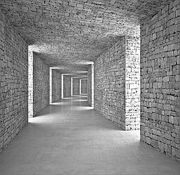 Вінілові фотошпалери 3D Просторовий коридор 257x250 см сірий 14036WEXXL LS