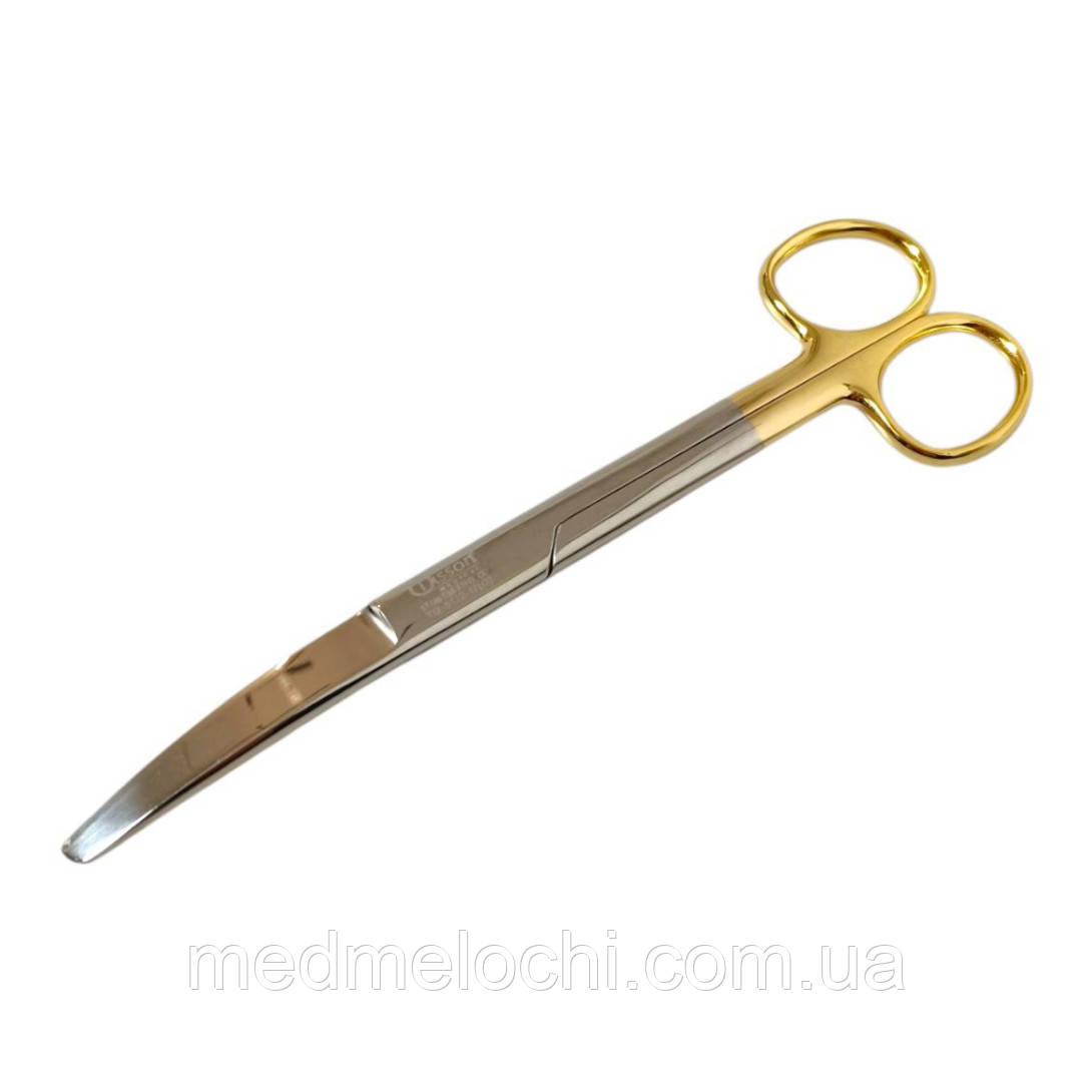 Операційні ножиці з одним гострим кінцем, зігнуті Gold Series Tisson Medical. Довжина 17 см