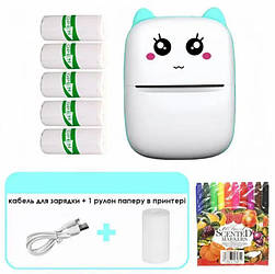 Дитячий термопринтер моментального друку C9 з вушками Bluetooth і акумулятором із рулоном б Доставка по Україні