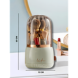 Контейнер-органайзер 7 відділень 23.7 х 13 см з обертанням 360° для зберігання косметики оливкової, фото 10