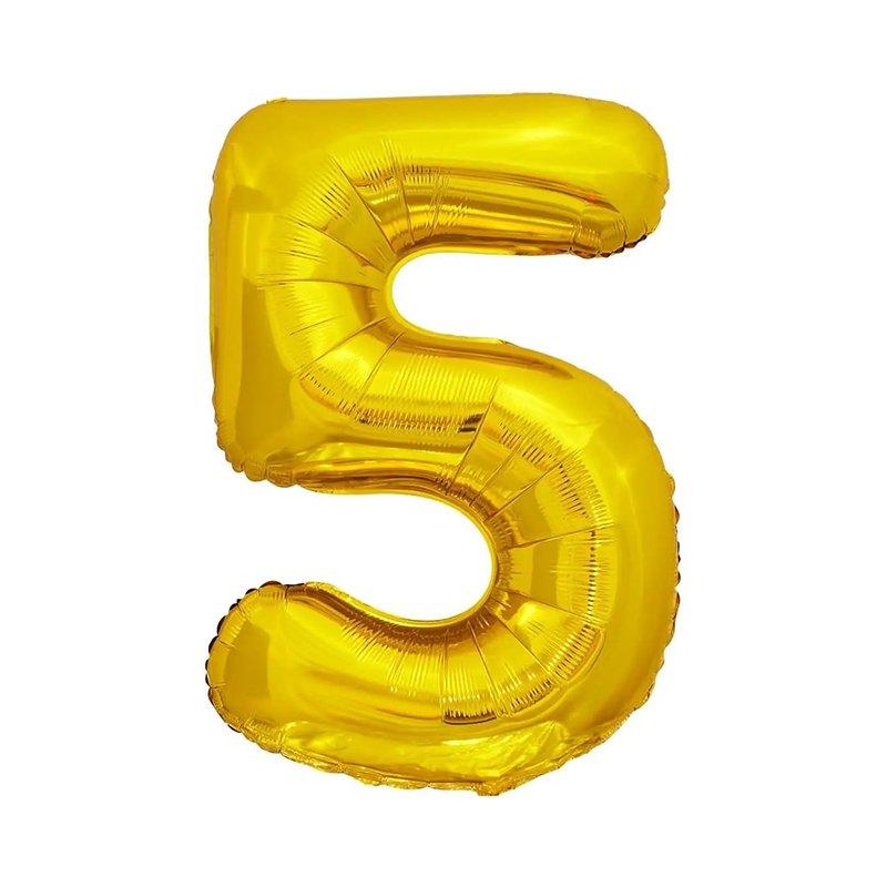 Куля цифра 5 фольгована 66 см (золота), фото 1