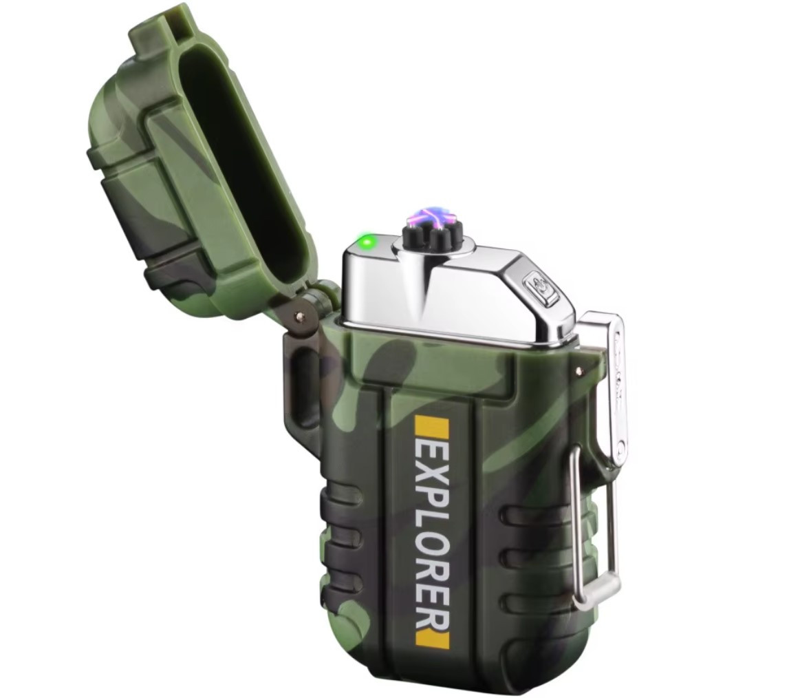 Електроімпульсна USB запальничка Explorer FR171, дві дуги в водонепроникному корпусі - Camouflage, фото 1