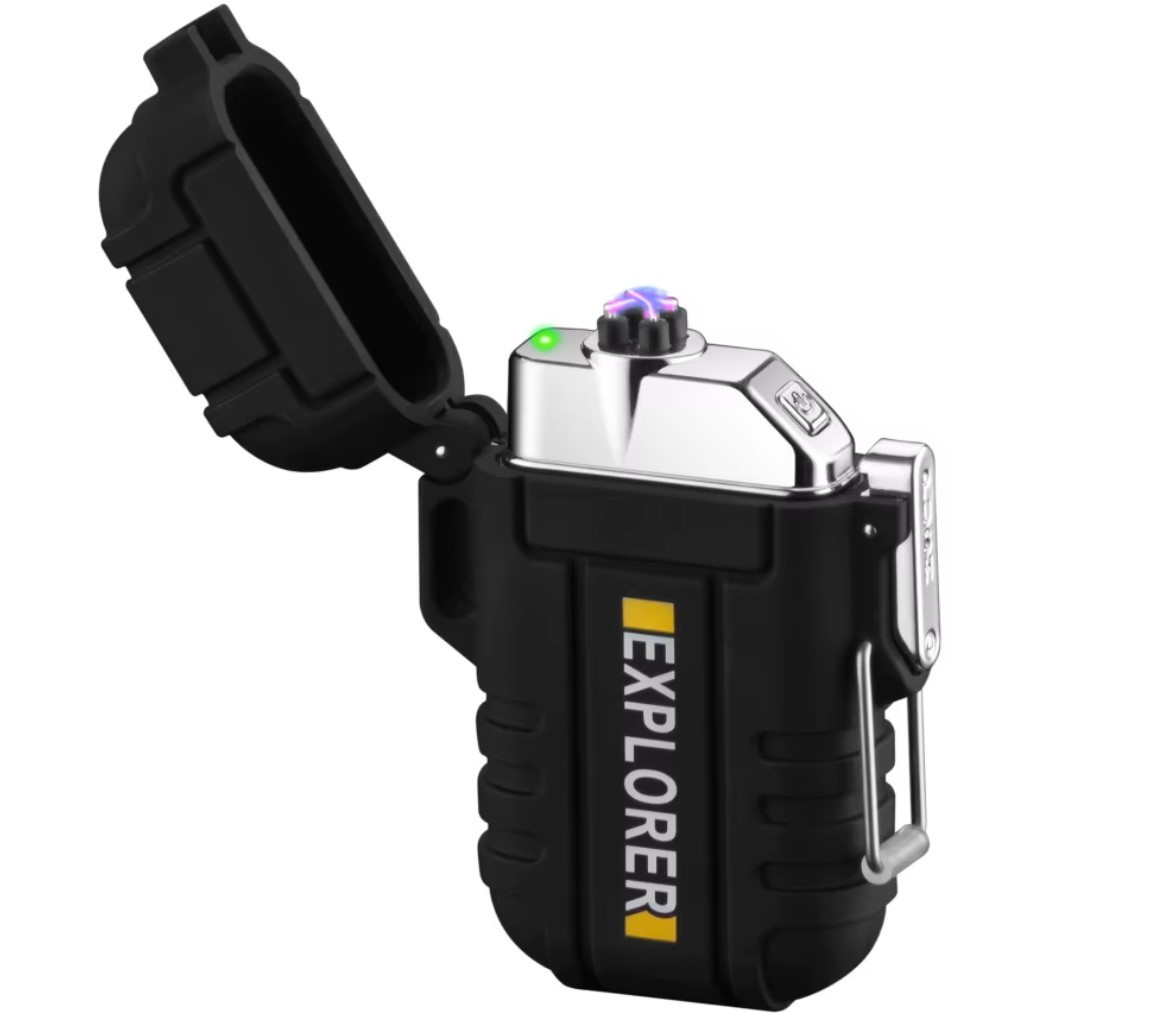 Електроімпульсна USB запальничка Explorer FR171, дві дуги в водонепроникному корпусі - Black, фото 1