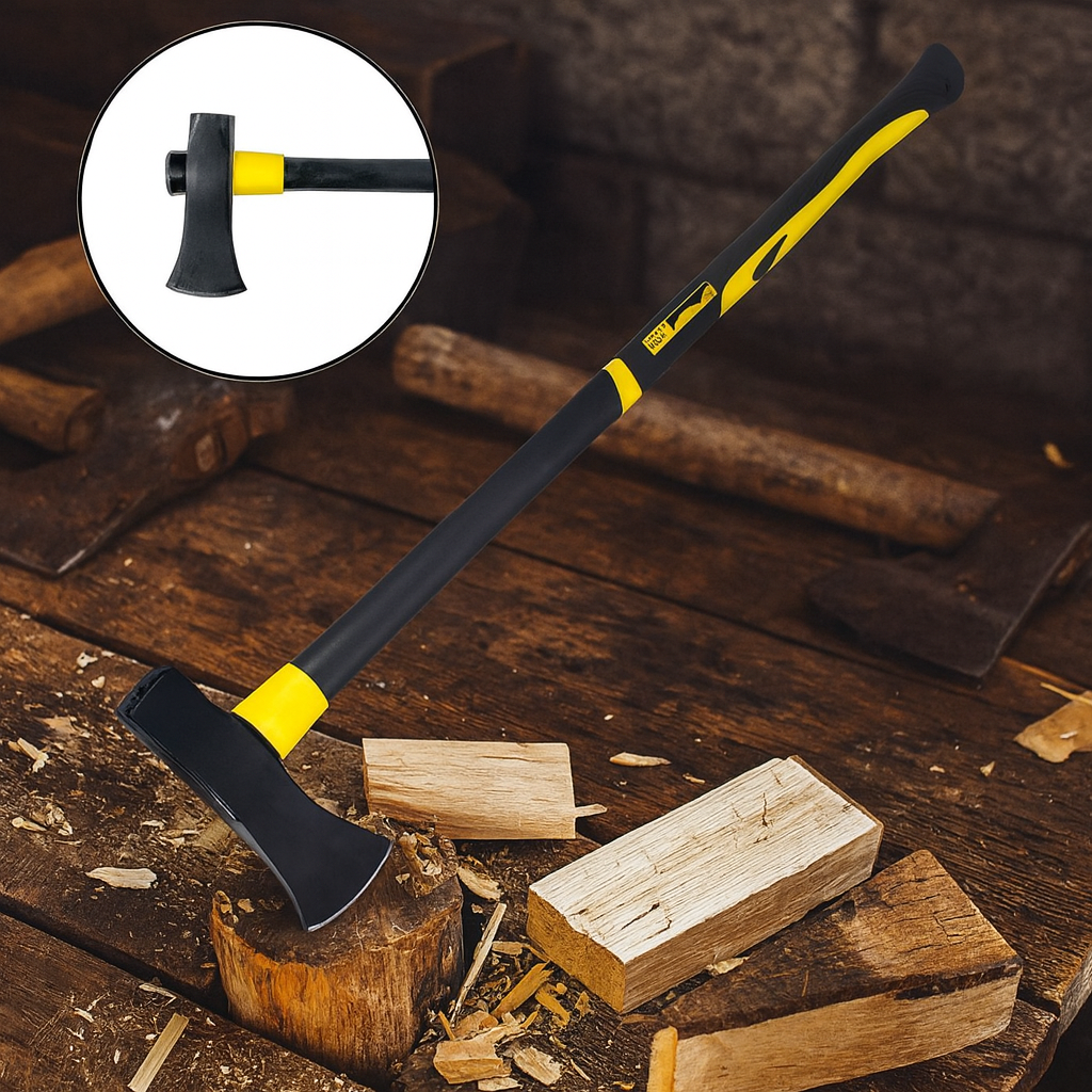 Сокира-колун 3000 г з фібергласовою ручкою, професійна для колки дров та господарських робіт, фото 1