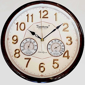 Настінний годинник з термометром і гігрометром світлий (35 см) Time