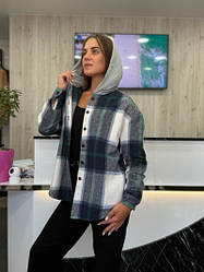 Сорочка жіноча в карту байка з капюшоном норма бавовняного кольору (3хл.4хл Китай) кольору в коментарії