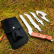 Багатофункціональний портативний туристичний набір 4в1 пила, сокира, ніж, в чохлі для кемпінгів 1921X - 4 (JS)