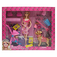 Лялька Барбі з собачкою та набором аксесуарів, дитяча лялька Прогулянка з собакою BABY