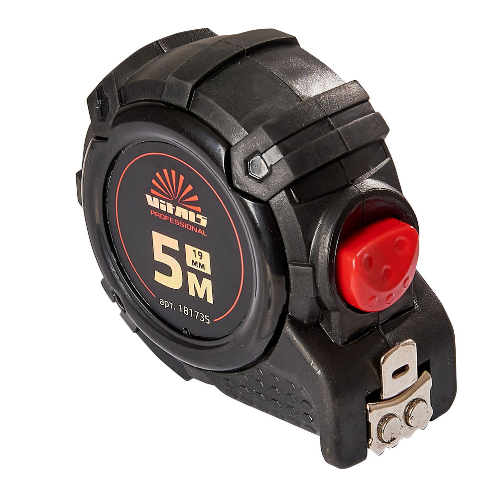 Рулетка гумова з нейлоновим покриттям полотна 5 м × 19 мм автостоп Vitals Professional, фото 1