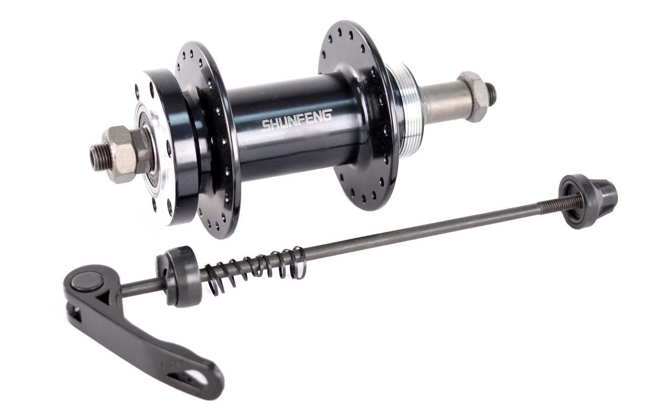 Втулка задня Shunfeng SF-A210R на промпідшипниках під тріскачку AL 36H QR Disk Чорна ORG, фото 1