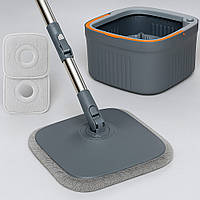 Швабра з віджимом і відро 5,8 л + 2 насадки / Швабра з самовіджимом / Швабра ледарка