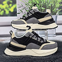 Кросівки жіночі Swin сірі з чорним демісезонним на об'ємній підошві 4359, фото 2