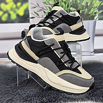 Кросівки жіночі Swin сірі з чорним демісезонним на об'ємній підошві 4359, фото 3