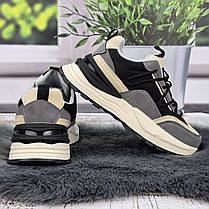 Кросівки жіночі Swin сірі з чорним демісезонним на об'ємній підошві 4359, фото 5