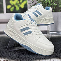 Кросівки жіночі Swin білі з блакитним еко-шкіра демісезонні 8074, фото 3