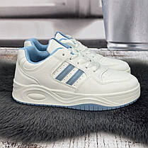 Кросівки жіночі Swin білі з блакитним еко-шкіра демісезонні 8074, фото 4