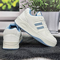 Кросівки жіночі Swin білі з блакитним еко-шкіра демісезонні 8074, фото 5