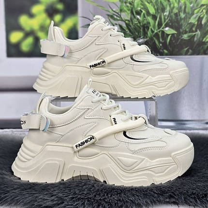 Кросівки жіночі Swin Shoes молочні на об'ємній підошві демісезонні 8075, фото 1