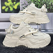 Кросівки жіночі Swin Shoes молочні на об'ємній підошві демісезонні 8075, фото 2