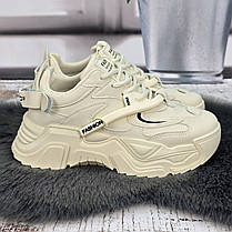 Кросівки жіночі Swin Shoes молочні на об'ємній підошві демісезонні 8075, фото 4