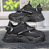 Кросівки жіночі Swin Shoes чорні на об'ємній підошві демісезонні 8075, фото 2