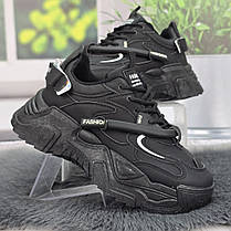 Кросівки жіночі Swin Shoes чорні на об'ємній підошві демісезонні 8075, фото 3