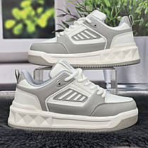 Кросівки жіночі Y.TOP білі із сірим еко-шкіра демісезонні 8080, фото 2