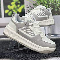 Кросівки жіночі Y.TOP білі із сірим еко-шкіра демісезонні 8080, фото 3