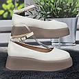 Туфлі жіночі Meideli білі еко-шкіра на бежевій підошві 8067, фото 2
