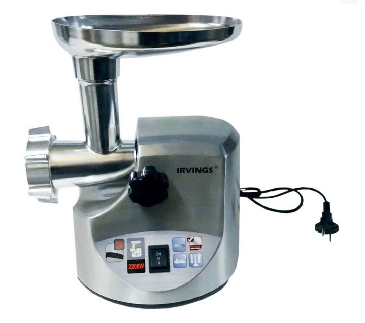 М’ясорубка електрична Irvings IMGEM01 2200 Вт – з металевим корпусом, реверсом та насадками з Німеччини, фото 1