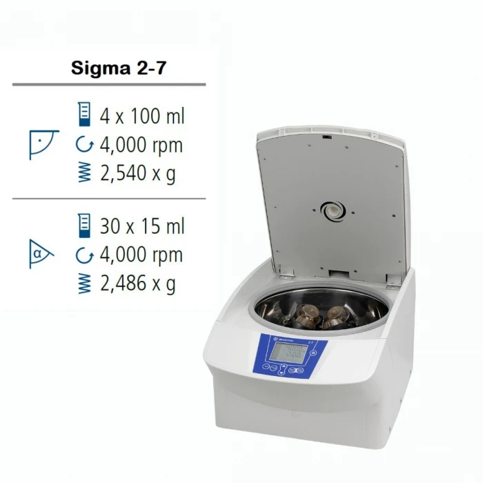 Лабораторна центрифуга Sigma 2-7 IVD настільна без охолодження у комплекті з поворотно-відкидним ротором