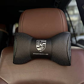 Подушка на підголовник в авто з логотипом Porsche 1 шт