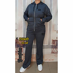 Жіночий темний сірий костюм "MiuMiu" з кофтою на блискавці Розміри: 44,46,48,50,52 (31105-2)