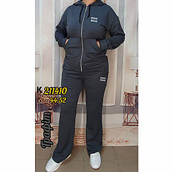 Жіночий темний сірий костюм із кофтою на блискавці Розміри: 44,46,48,50,52 (31105-1)