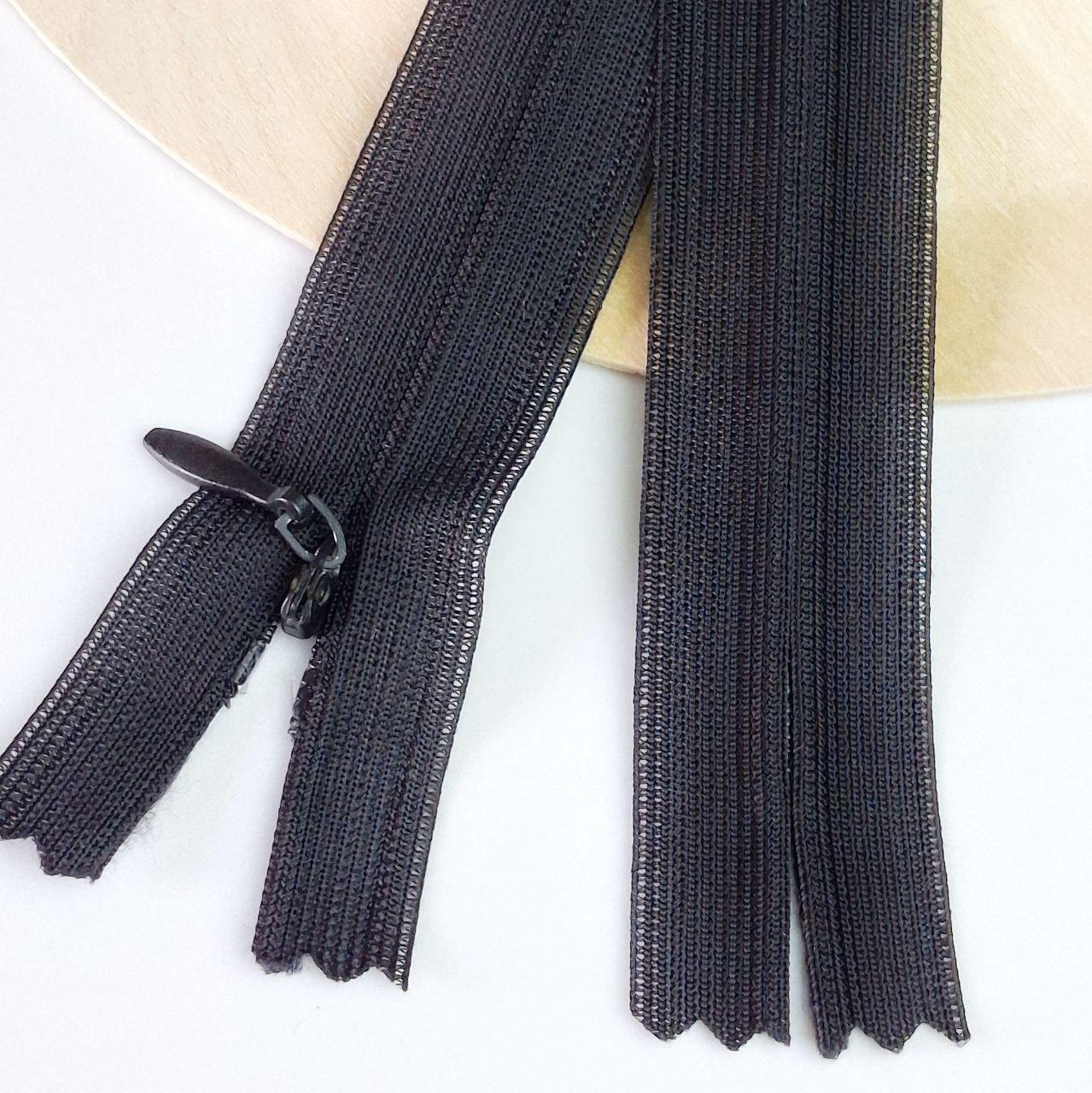 Потаємна блискавка 18см Китай нейлонова основа колір чорний, фото 1