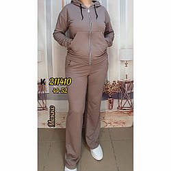 Жіночий костюм з кофтою на блискавці кольору Мокко "Без малюнка і написів" Розміри: 44,46,48,50,52 (31113-1)