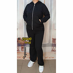 Жіночий костюм з кофтою на блискавці чорного кольору "Без Малюнка та написів" Розміри: 44,46,48,50,52 (31113-3)