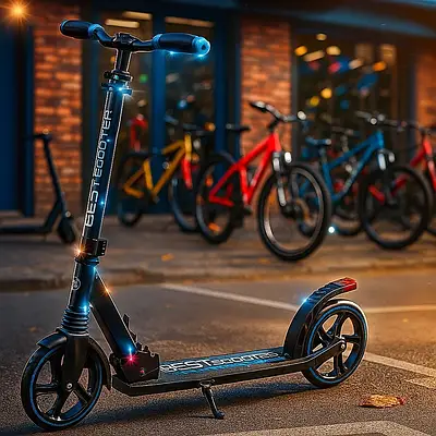 Двоколісний самокат складаний вуличний транспорт для підлітків / До 100кг Колеса PU амортизатор амортизатор підніжка Синій