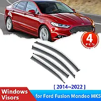 Дефлектори вікон, вітровики з хром молдингом Ford Fusion/Mondeo 2014-2020 (FLY)